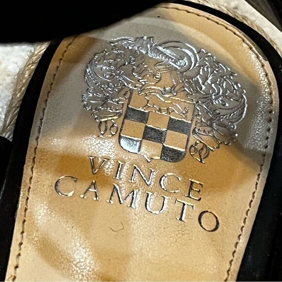 Vince Camuto Women's Espadrille Wedge Sandal Sueded Black Summer 8.5 (39) 8 1/2M - Picture 5 of 14